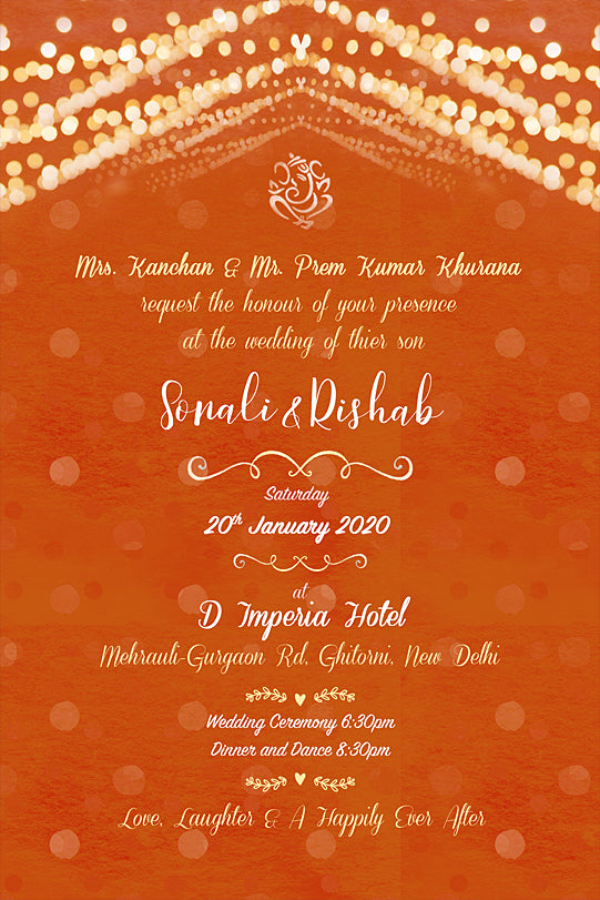 Illustrated North Indian Wedding Invitation