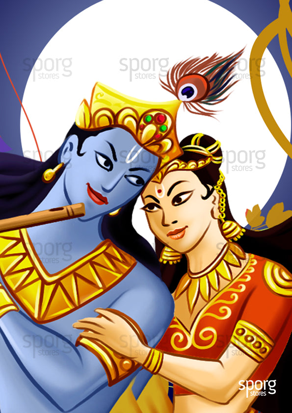 Art print poster of Krishna and Radha buy online from sporg stores.
