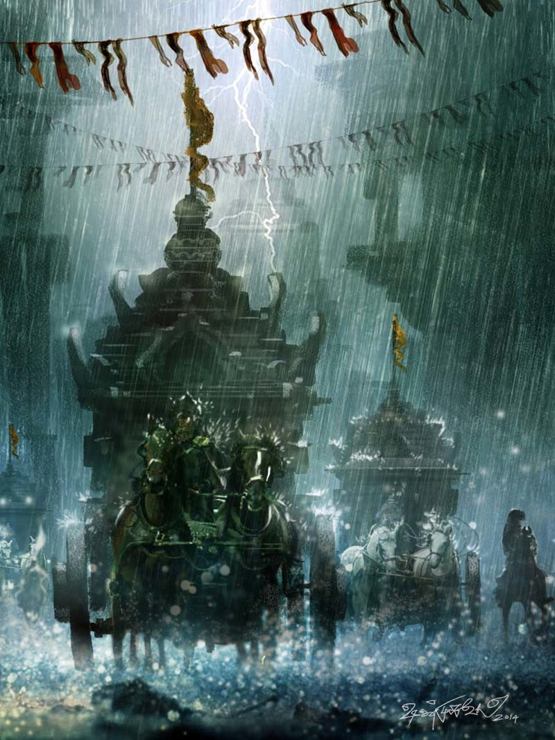 Horse Chariot Mahabaratham Art Print - Venmurasu Posters