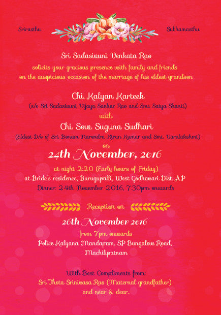 Illustrated Telugu Brahmin Wedding Invitation