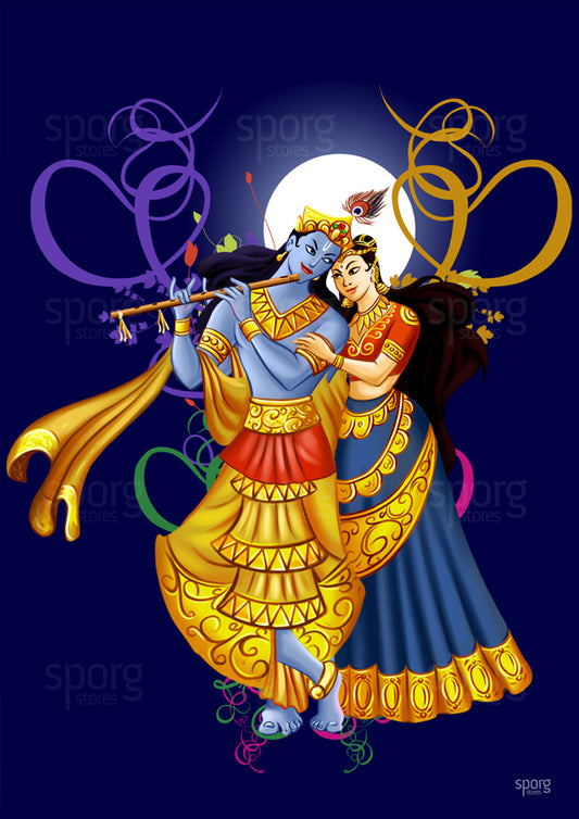 Art print poster of Krishna and Radha buy online from sporg stores.