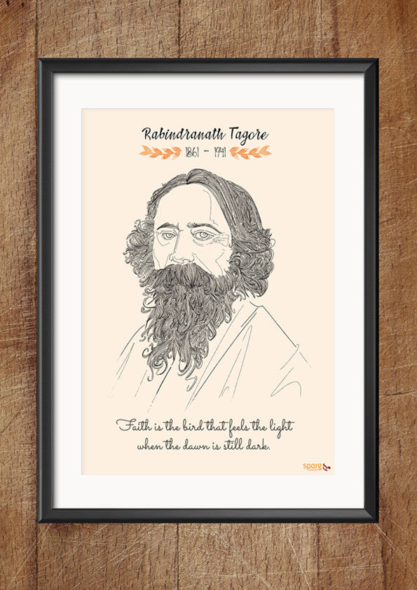 Rabindranath Tagore Art Print Poster Framed
